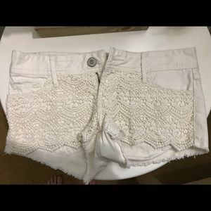 Hollister white jean shorts